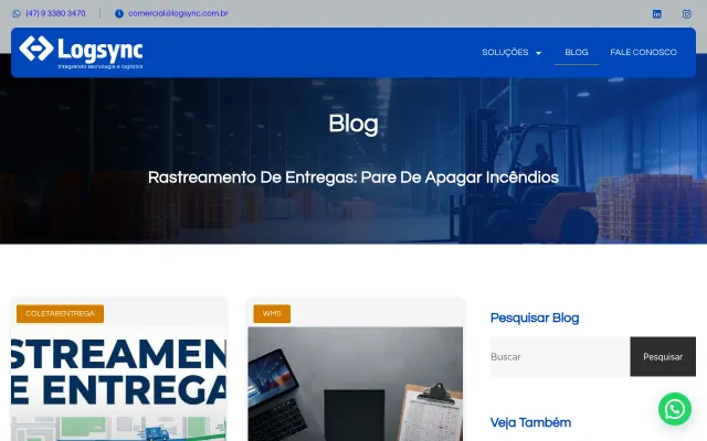 Página inicial do blog da Logsync