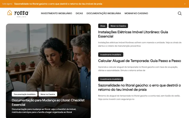 Página inicial do blog da Rotta Imobiliária